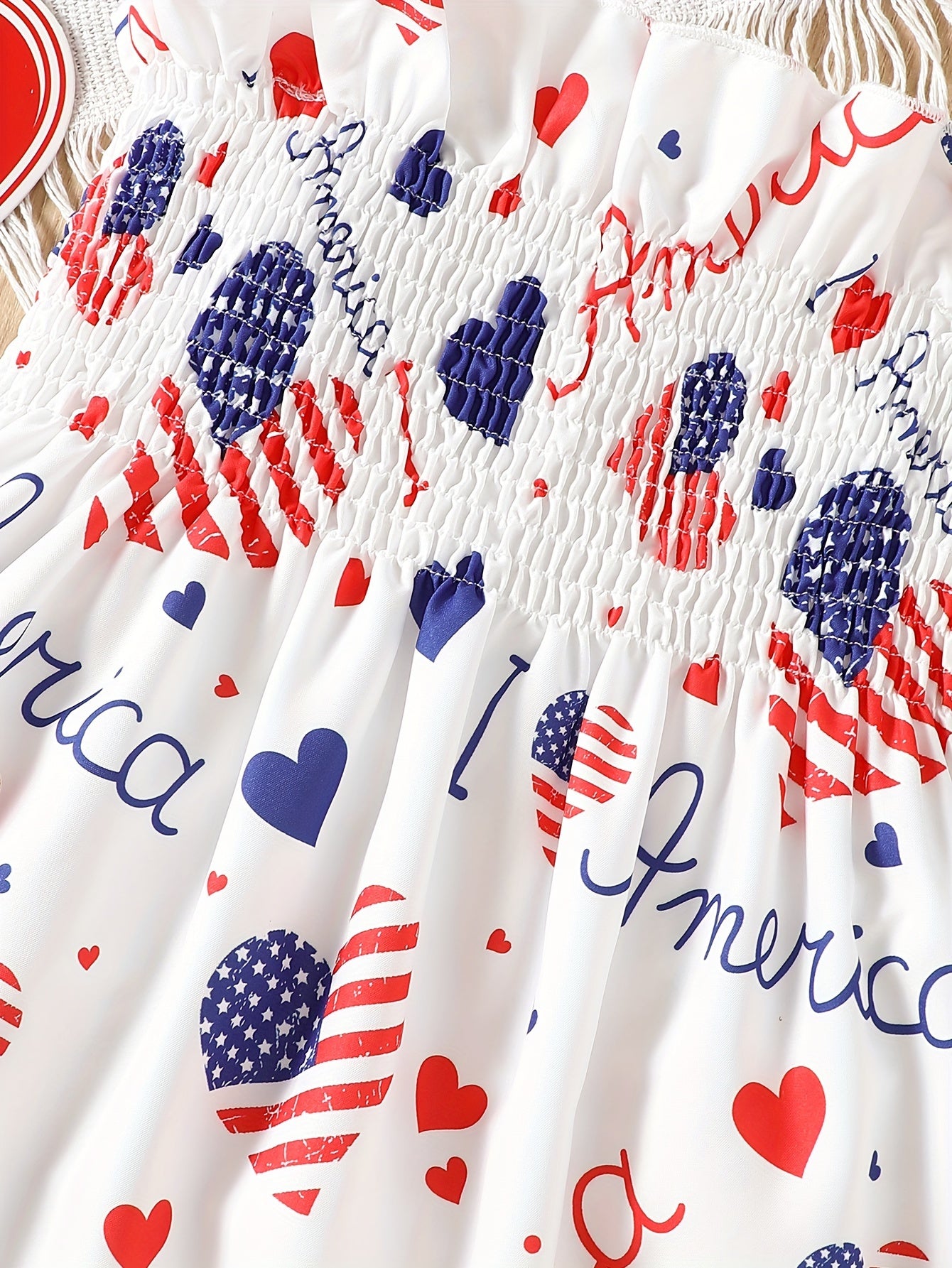 Girls All-American Flag Print Cami Sundress - Adorable 4th of July Party Dress for Summer Holidays