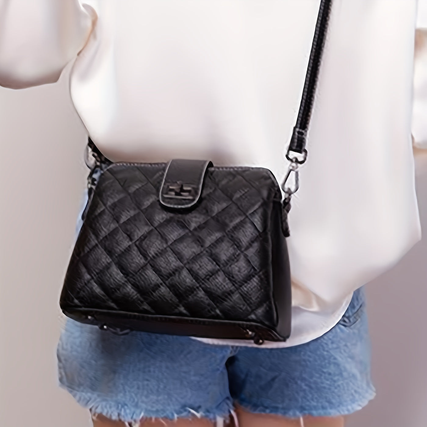 solvbao  Elegant Quilted Crossbody Bag, Fashion PU Shoulder Bag, Women's Casual Handbag & Phone Purse