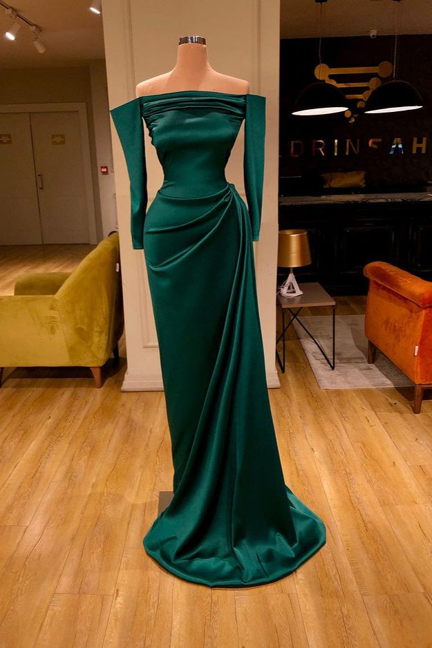 kamahe Dark Green Off-the-Shoulder Mermaid Prom Dress Long Evening Gowns Online