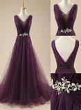 solvbao Dark Purple Long Evening Gowns , Beautiful Prom Dresses , Wedding Party Dress