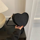 Stylish Peach Heart Shape Crossbody Bag, Crocodile Print Solid Color Shoulder Bag, Perfect Sling Bag For Daily Use