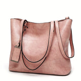 Women's Faux Leather Tote Bag, Large Capacity Shoulder Bag, Handbag