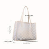 Transparent Letter Print Tote Bag, Large Capacity Clear Shoulder Bag, Women's Stylish Handbag With Inner Pouch For Travel & Beach