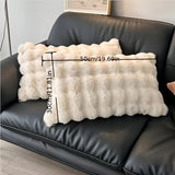 1pc Faux Rabbit Faux Fur Bubble Velvet Throw Pillow, 18X28 Inches, Soft Comfortable Cushion for Sofa, Office, Bed, Anime Style, Machine Washable, Zippered, Knitted, PU Foam Filled, Artificial Fur Cover, Multi-Use Decorative Pillow, Christmas Present