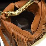 Vintage Tassel Bucket Bag, Fashion Top Ring Purse, Women's PU Leather Crossbody Bag