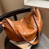 solvbao  Trendy Minimalist Crescent Shoulder Bag, Solid Color Crossbody Bag & PU Handbag