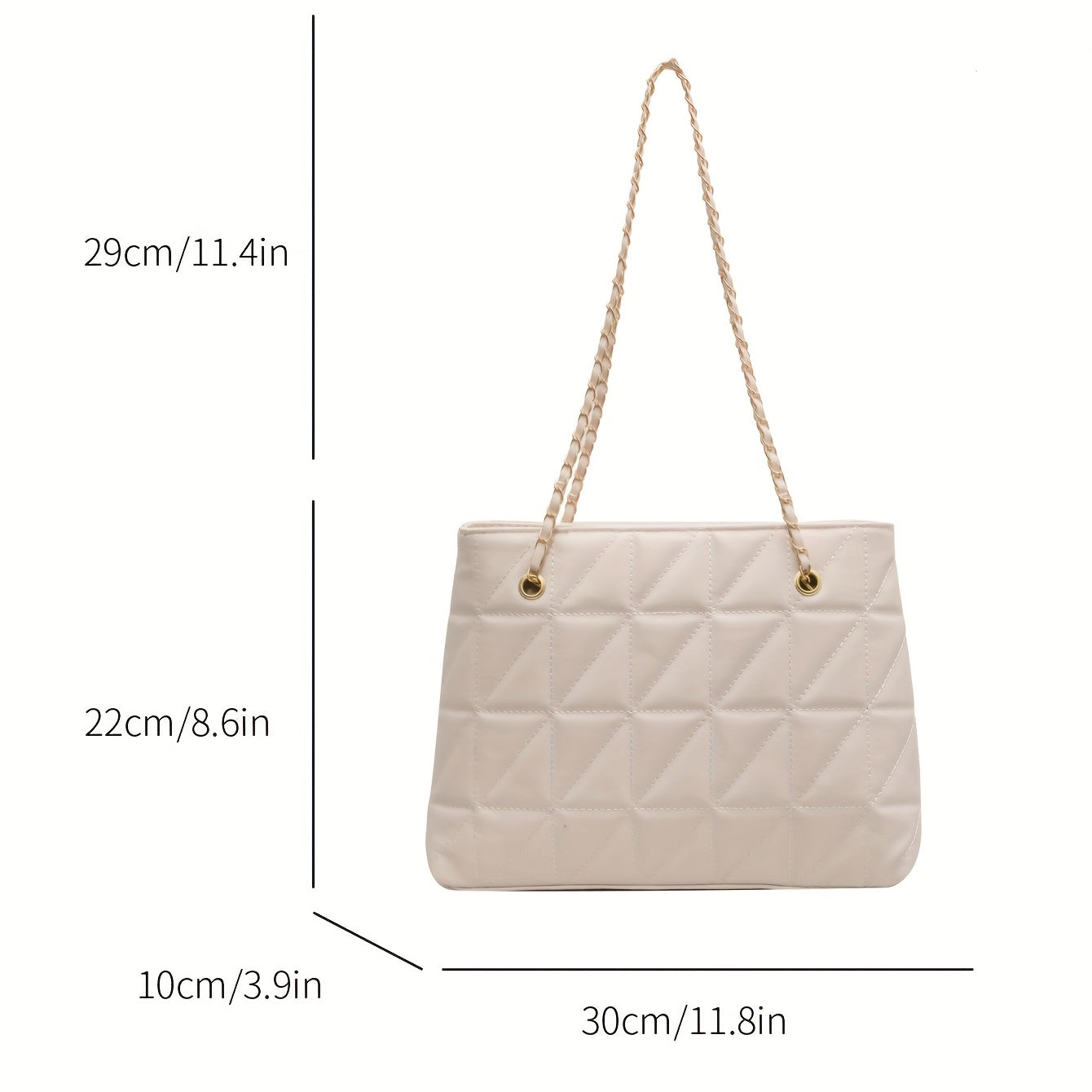 solvbao  Simple Quilted Argyle Pattern Bag, Solid Color Shoulder Chain Bag, All-Match Tote Bag