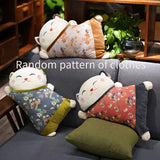 1pc Dual-use Japanese Lucky Cat Pillow, Sofa Back Cushion, Office Seat Belt Waist Cushion, Car Lumbar Pillow