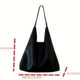 solvbao  Trendy Large Capacity Shoulder Bag, PU Leather Solid Color Underarm Bag, Perfect Armpit Bag For Daily Use