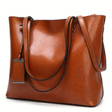 Women's Faux Leather Tote Bag, Large Capacity Shoulder Bag, Handbag