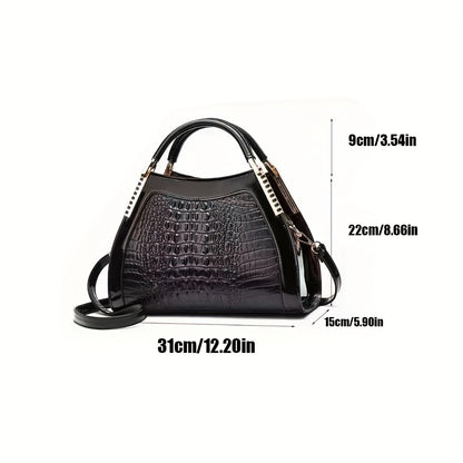 solvbao  Gradient Crocodile Embossed Handbag, Vintage Crossbody Bag, Top Handle Clutch Purse For Women