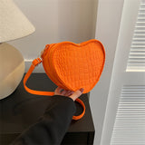 Stylish Peach Heart Shape Crossbody Bag, Crocodile Print Solid Color Shoulder Bag, Perfect Sling Bag For Daily Use