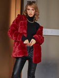 Luxurious Faux Fur Coat - Elegant Open Front, Long Sleeve, Baggy Design, Button Decor, Soft and Warm Winter & Fall Essential - Women's Clothing