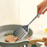 1pc Stainless Steel Slotted Turner Kitchen Cooking Spatula Saute Steak Burger Butter Tool