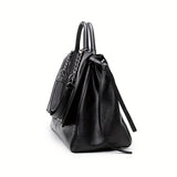 Top Handle Satchel Large Capacity Tote Bag, PU Leather Textured Shoulder Bag, Casual Versatile Commuter Bag