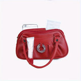 solvbao Red Vintage Satchel Bag, Classic Textured Double Zipper Handbag, All-Match Pu Leather Bag