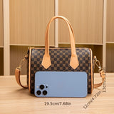 Trendy Geometric Pattern Mini Handbag, PU Leather Boston Bag, Perfect Shoulder Bag For Daily Use