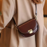 Vintage Saddle Crossbody Bag, PU Leather Textured Bag, Classic Fashion Versatile Shoulder Bag