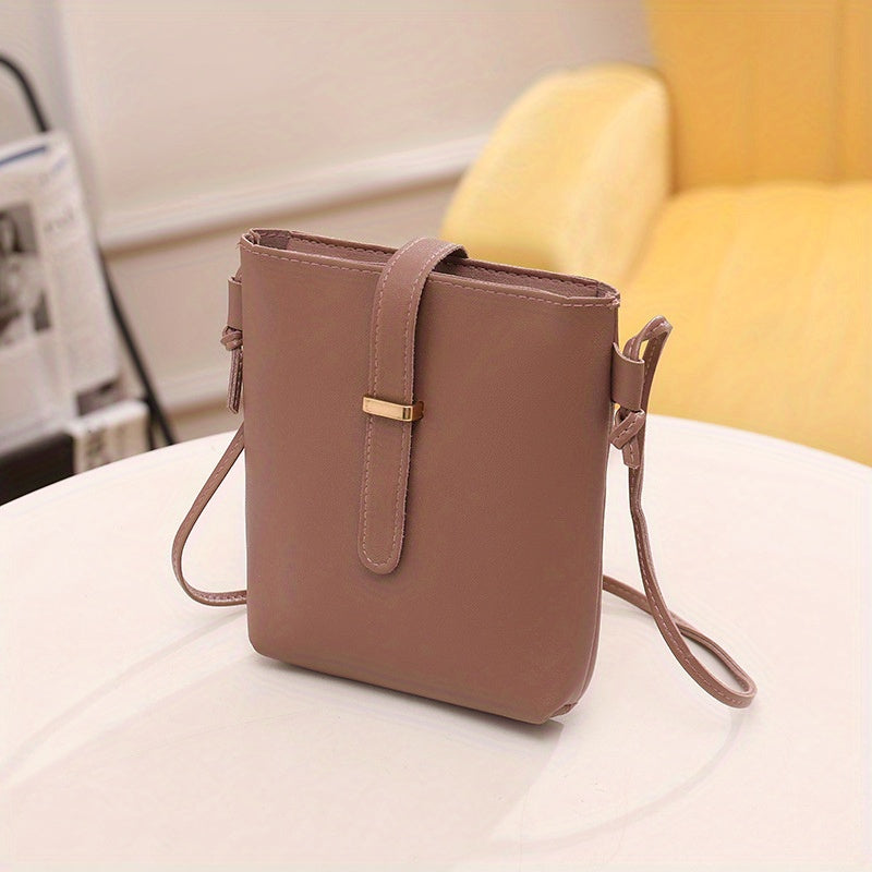 solvbao  Mini Faux Leather Bucket Bag, Vintage Zipper Shoulder Bag, Women's Casual Purse For Phone & Coin