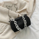 solvbao Fashion Full Rhinestone Mini Crossbody Bag, Solid Color Chain Shoulder Bag, Perfect Sling Bag For Daily Use