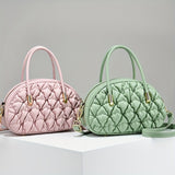 Trendy Pleated Plaid Tote Bag, Simple Solid Color Shoulder Bag, Perfect Crossbody Bag For Daily Use