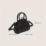 All-Match Kiss-Locksatchel Bag, Black Clip Handbag, Portable Women's Mini Shoulder Bag