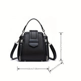 Trendy Buckle Decor Bucket Bag, Women's PU Leather Crossbody Purse, Simple Shoulder Bag & Handbag, Perfect For Everyday Use