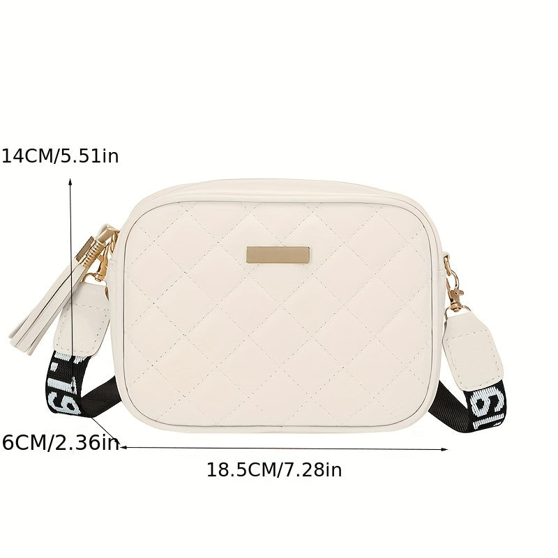 solvbao Mini Quilted Square Crossbody Bag, PU Leather Wide Strap Bag Purse, Classic Versatile Fashion Shoulder Bag