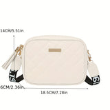 solvbao Mini Quilted Square Crossbody Bag, PU Leather Wide Strap Bag Purse, Classic Versatile Fashion Shoulder Bag