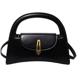 Trendy Design Satchel Bag, Black Shoulder Bag With Metal Button & Detachable Strap