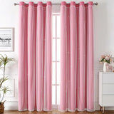 2pcs Single-sided Light Hollow Cloth Yarn Integrated Curtains, Fashion Fabric Hollow Translucent Balcony Curtain, Living Room Bedroom Curtains, Window Sheer Curtain Home Decor