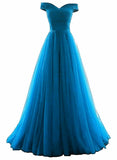 solvbao Tulle Off Shoulder Floor Length Party Dress , Long Prom Dress, Prom Dresses