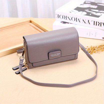 solvbao  Double Zipper Crossbody Phone Flap Bag, Multi-Functional Casual Shoulder Daily Bag For Work