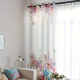 2pcs Bedroom Curtains, Pastoral Style, Spring Flowers And Plants, American Style Shading Fabric Curtain Bay Window, Living Room, Semi Shading And Opaque Curtain Home Decor