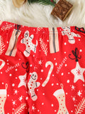 2 Pcs Girl's Casual Underwear Set, Cute Christmas Print Round Neck Long Sleeve & Trousers, Comfy & Skin-friendly Set, Ideal For Daily & Outdoor Wear, As Gift