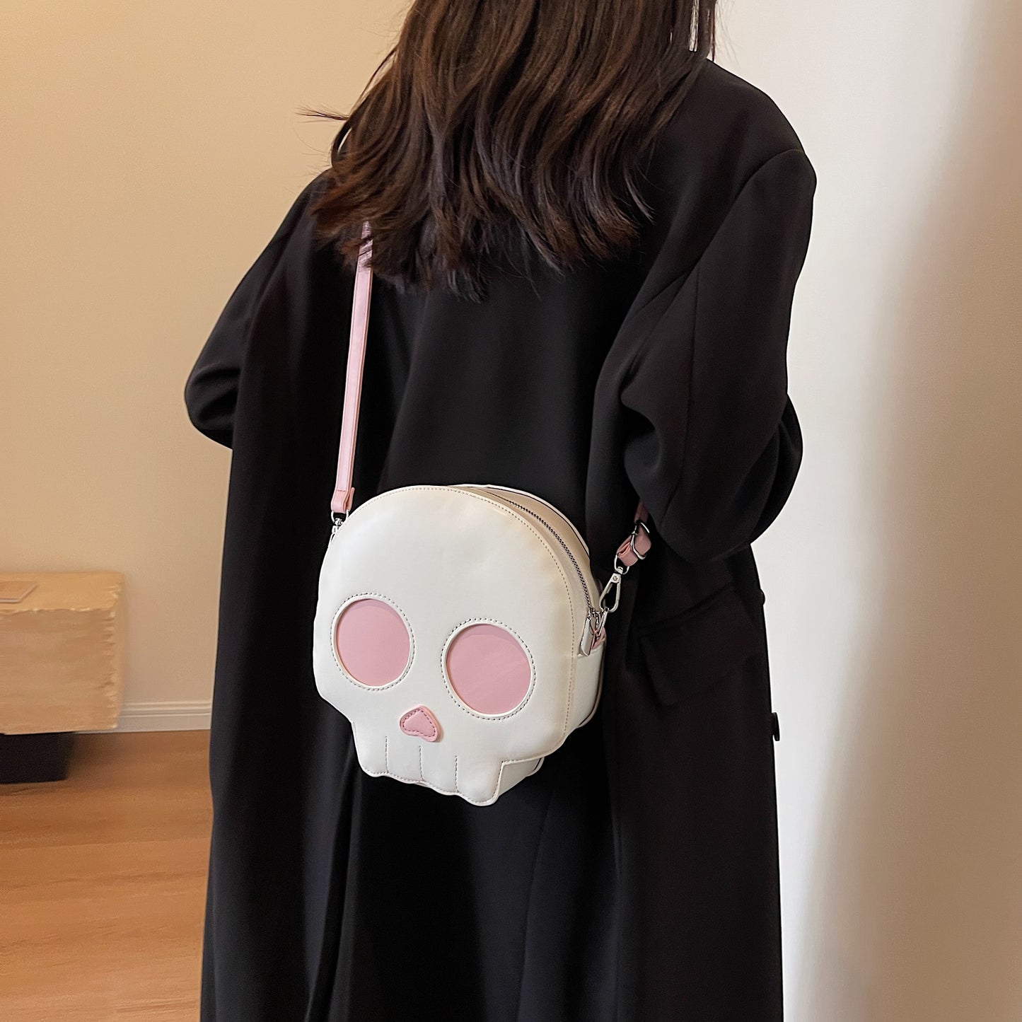 solvbao  Gothic Skull Novelty Crossbody Bag, Dark Shoulder Bag, Women's Fashion Handbag & Purse For Halloween