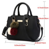 Versatile Messenger Bag With Fluffy Ball Pendant, Stylish PU Leather Crossbody Bag Handbag, Trendy Shoulder Bag