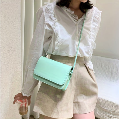 solvbao  Minimalist Solid Color Square Shoulder Bag, All-Match Flap Crossbody Bag, Trendy Purse