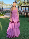 kamahe Elegant A line Long Tiered Lilac Prom Dress 22th Birthday Outfits