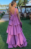 kamahe Elegant A line Long Tiered Lilac Prom Dress 22th Birthday Outfits