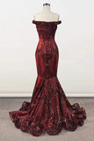 kamahe Elegant Burgundy Off-the-shoulder Mermaid Prom Dresses