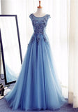 kamahe Elegant Illusion Sleeveless Lace Appliques A-line Lace-up Prom Party Gowns