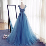 kamahe Elegant Illusion Sleeveless Lace Appliques A-line Lace-up Prom Party Gowns