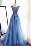 kamahe Elegant Illusion Sleeveless Lace Appliques A-line Lace-up Prom Party Gowns