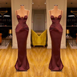 kamahe Elegant Spaghetti-Straps Mermaid Evening Party Gowns Long Prom Dresses