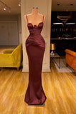 kamahe Elegant Spaghetti-Straps Mermaid Evening Party Gowns Long Prom Dresses