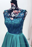 kamahe Elegant V Neck Green Lace Long Prom Dress, Green Lace Formal Graduation Evening Dress