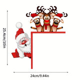 1pc Santa and Reindeer Christmas Door Corner Sign - Wooden Sculpture for Living Room, Bedroom, Office, and Outdoor Indoor Decoration