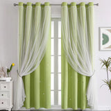 2pcs Single-sided Light Hollow Cloth Yarn Integrated Curtains, Fashion Fabric Hollow Translucent Balcony Curtain, Living Room Bedroom Curtains, Window Sheer Curtain Home Decor