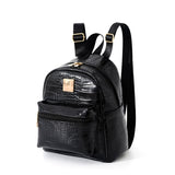 1pc Retro Style Crocodile Pattern Backpack, Mini PU Leather Backpack, Fashion Casual Rucksack For Travel, Simple Black Backpack White Bag, Fashion Versatile Women's Bag